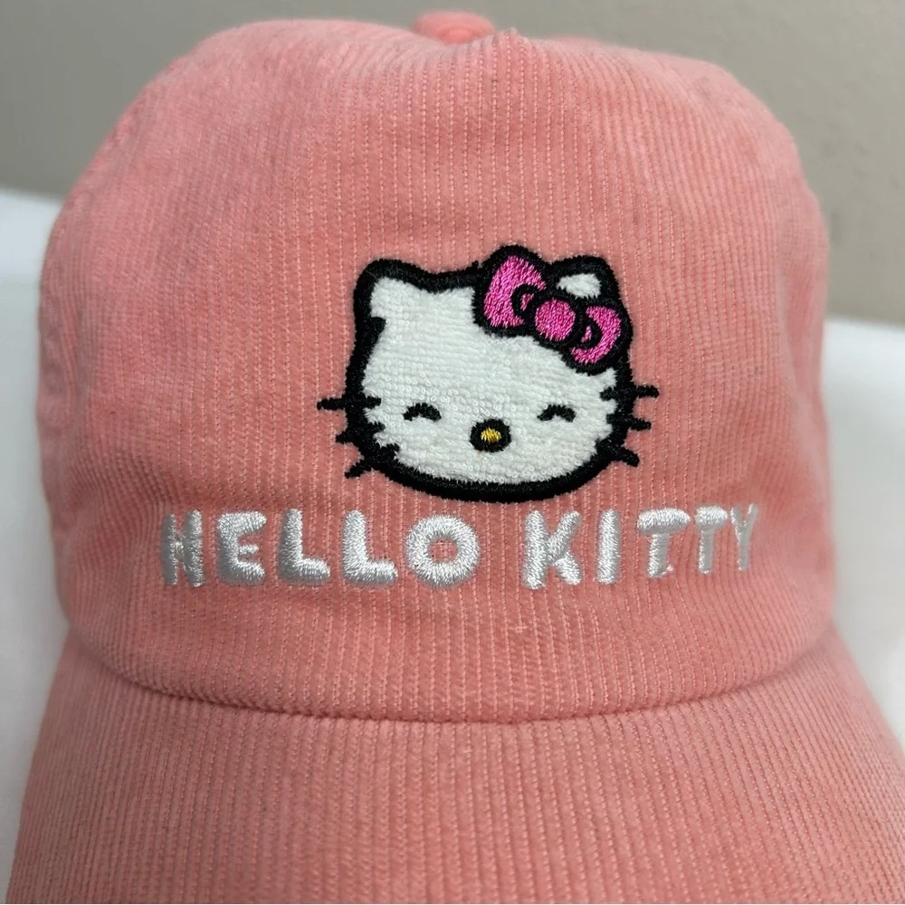 Hello Kitty Sanrio Embroidery‎ Corduroy Pink Peach Toddler  Adjustable Cap